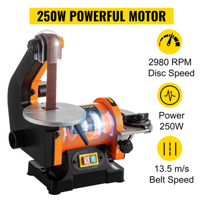 VEVOR Electric Belt Grinder Sander 5 Inch Electric Belt &amp; Disc Sander 300W Grinder Polisher 2950 RPM Μεταβλητής ταχύτητας Μεταλλικό Πάγκο Τριβείο Μηχανή λείανσης Workshop