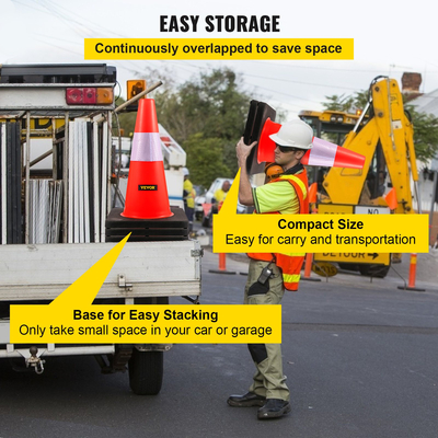 VEVOR Safety Cones Traffic Cones 18&quot; Orange Reflective Collars Road Cones 5 τμχ