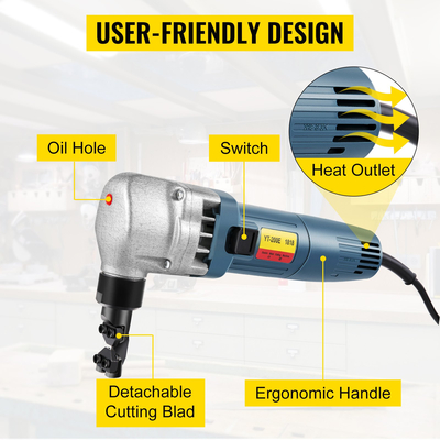 VEVOR Electric Metal Nibbler 380W Nibbler Metal Cutter 1800RPM High Speed ​​Rotor Metal Nibbler 220V w Αντικατασταθείσες λεπίδες Θήκη αποθήκευσης Λαμαρίνας κοπής για κοπή από ανοξείδωτο χάλυβα, αλουμίνιο, πλαστικό
