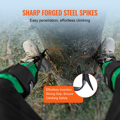 VEVOR Tree Climbing Spikes Climbing Spurs Aloy Steel Arborist Equipment Green