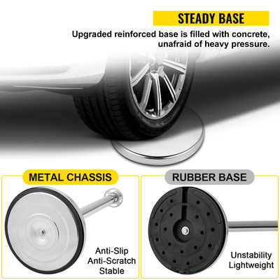 VEVOR Crowd Control Stanchion, Σετ 2 τεμαχίων Stanchion Set, Stanchion Set with 5 ft/1,5 m Black Velvet Rope, Silver Crowd Control Barrier με στιβαρό σκυρόδεμα και μεταλλική βάση - Συναρμολόγηση Easy Connect