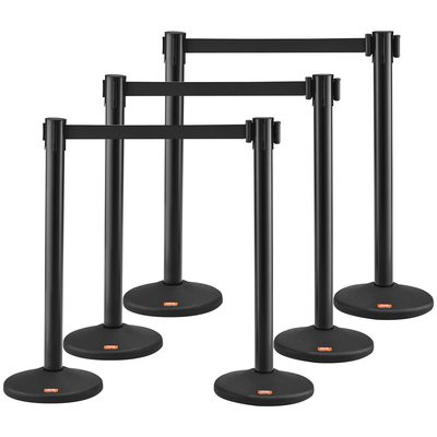 Βάλοι VEVOR Crowd Control Stanchions, 6-pack Crowd Control Barriers with 3PCS 6.5FT Black Retractable Belts, Plastic Stanchion Queue Post, Belt Barriers Line Divider Stanchion set for Airport, Exhibition