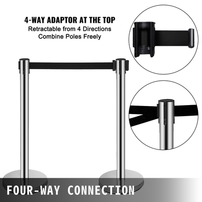 VEVOR Crowd Control Stanchions Barriers 6-pack with 3PCS Retractable Belts