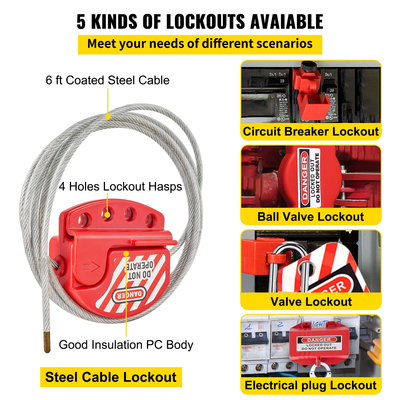 VEVOR 42 PCS Lockout Tagout Kit, Electrical Safety Loto Kit Περιλαμβάνει λουκέτα, 5 είδη κλειδαριών, Hasps, Tags &amp; Ties, Box, Lockout Safety Tools για αφαίρεση ηλεκτρικού κινδύνου σε βιομηχανικά, μηχανήματα
