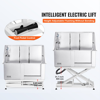 VEVOR 1.27M Dog Cat Grooming Μπανιέρα Μπανιέρα Πλυντήριο Ηλεκτρική Ρύθμιση ύψους