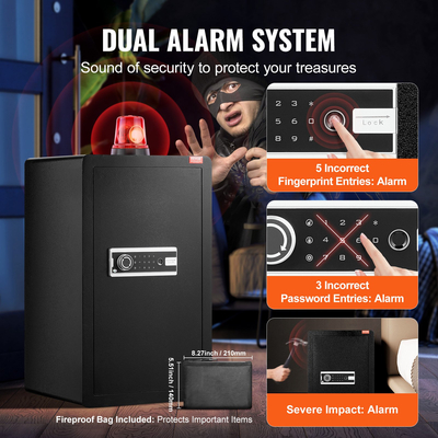 Χρηματοκιβώτιο VEVOR Single Door 3,5 cu.ft με κωδικό πρόσβασης κλειδαριάς και μαύρο δακτυλικό αποτύπωμα