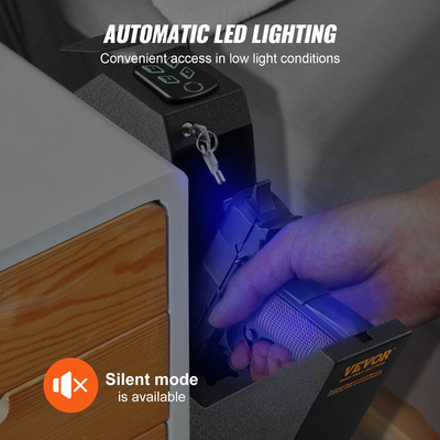 VEVOR Mounted Gun Safe for Pistols Biometric Gun Safe 3 τρόποι πρόσβασης για 1 πιστόλι