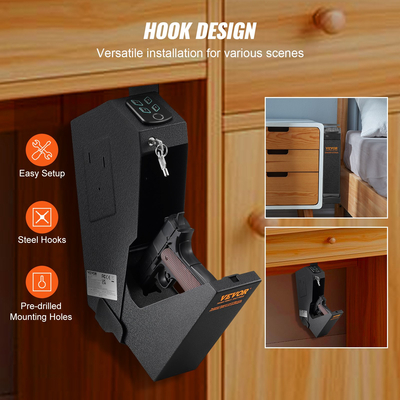 VEVOR Mounted Gun Safe for Pistols Biometric Gun Safe 3 τρόποι πρόσβασης για 1 πιστόλι