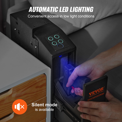 Θυρίδα ασφαλείας όπλου VEVOR για πιστόλια, Βιομετρική θυρίδα ασφαλείας με τρεις τρόπους γρήγορης πρόσβασης για δακτυλικά αποτυπώματα, κωδικούς πρόσβασης και κλειδιά, θυρίδα ασφαλείας για 1 πιστόλι για σπίτι, κομοδίνο, κομοδίνο, τοίχο