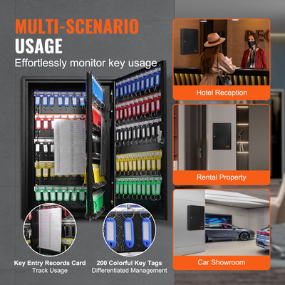 Κουτί κλειδαριάς ντουλαπιού VEVOR 200 κλειδιών με ρυθμιζόμενα ράφια και πολύχρωμες ετικέτες πλήκτρων
