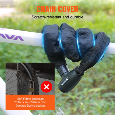 VEVOR Κλειδαριά αλυσίδας ποδηλάτου 3,94 Ft Συνδυασμένη κλειδαριά αλυσίδας ποδηλάτου με 4 κλειδιά 8 χιλιοστά