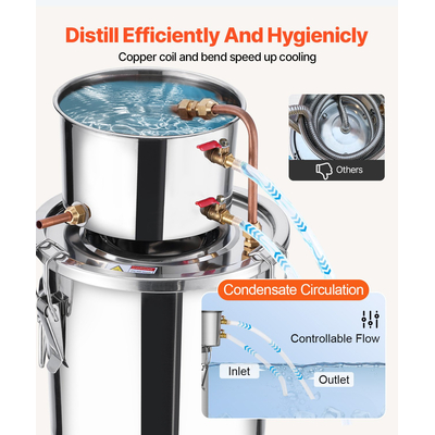 VEVOR Moonshine Still 3 Gal Water Alcohol Distiller Kit ζυθοποιίας από ανοξείδωτο χάλυβα