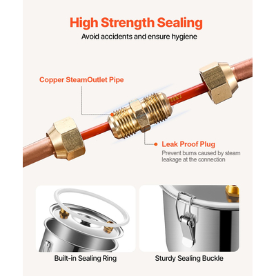 VEVOR Moonshine Still 3 Gal Water Alcohol Distiller Kit ζυθοποιίας από ανοξείδωτο χάλυβα