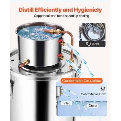 VEVOR Moonshine Still 5 Gal Water Alcohol Distiller Kit ζυθοποιίας από ανοξείδωτο χάλυβα