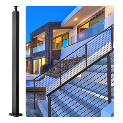 Στύλος Cable Rail VEVOR, 42 x 1,97 x 1,97&quot;, Επίπεδος στύλος σκάλας κατάστρωμα, κιγκλίδωμα καλωδίου από ανοξείδωτο χάλυβα βουρτσισμένος φινίρισμα κιγκλίδωμα κατάστρωμα DIY Picket χωρίς τρύπα κιγκλίδωμα σκάλας με βάση στήριξης Μαύρο