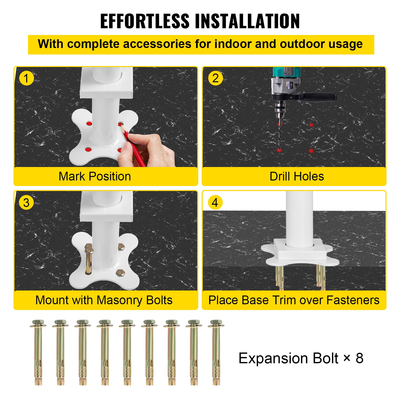 Σετ κιγκλίδωμα σκάλας VEVOR, κουπαστές 5 FT για εξωτερικούς χώρους 0-5 σκαλοπάτια, κουπαστή σκάλας από λευκό αλουμίνιο ρυθμιζόμενης γωνίας, σκάλες εσωτερικού &amp; εξωτερικού χώρου για ηλικιωμένους