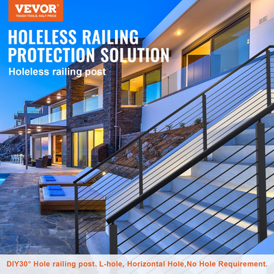 Στύλος κιγκλίδωμα καλωδίου VEVOR 36x2x2in Στύλος κιγκλίδωμα από χάλυβα χωρίς τρύπες 1 πακέτο μαύρο