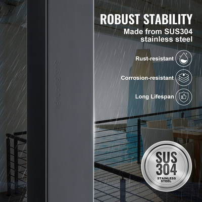 Στύλος κιγκλίδωμα καλωδίου VEVOR 36x2x2in Στύλος κιγκλίδωμα από χάλυβα χωρίς τρύπες 1 πακέτο μαύρο