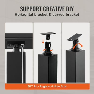 Στύλος κιγκλίδωμα καλωδίου VEVOR 36x2x2in Στύλος κιγκλίδωμα από χάλυβα χωρίς τρύπες 1 πακέτο μαύρο