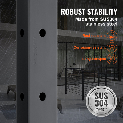 Στύλος κιγκλίδωμα καλωδίου VEVOR 42x1x2 ιντσών γωνιακό κιγκλίδωμα τρύπας σε σχήμα L μαύρο 1τεμ