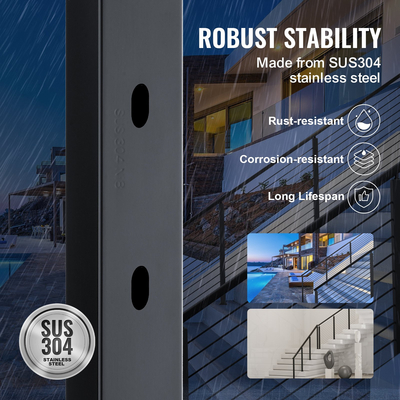 Στύλος κιγκλίδωμα καλωδίου VEVOR 42x1x2in 30° γωνιακή τρύπα κιγκλίδωμα σκάλας στύλος μαύρος 1 τεμ.