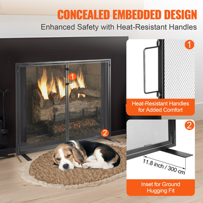 VEVOR Τζάκι Σίτα 1 με Πόρτα, Στιβαρό Διχτυωτό Σίδηρο Τζάκι, 990(L) x780(H)MM Κάλυμμα Spark Guard, Απλή τοποθέτηση, Ελεύθερη Πυροφράχτη Σχάρα για Σαλόνι Διακόσμηση σπιτιού Μοντέρνα