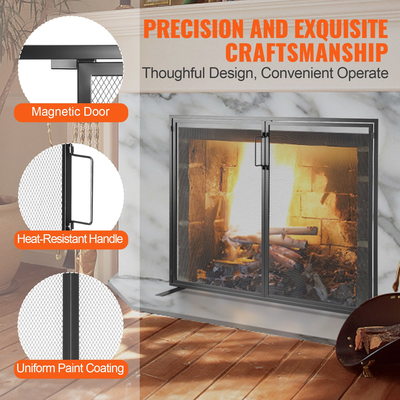 VEVOR Τζάκι Σίτα 1 με Πόρτα, Στιβαρό Διχτυωτό Σίδηρο Τζάκι, 990(L) x780(H)MM Κάλυμμα Spark Guard, Απλή τοποθέτηση, Ελεύθερη Πυροφράχτη Σχάρα για Σαλόνι Διακόσμηση σπιτιού Μοντέρνα