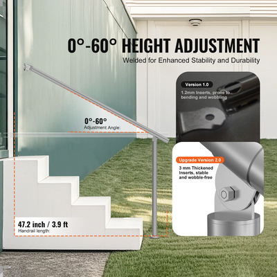 Κιγκλιδώματα VEVOR 47,3 ιντσών 120 cm για εξωτερικά σκαλοπάτια από ανοξείδωτο χάλυβα στο κατάστρωμα βεράντας