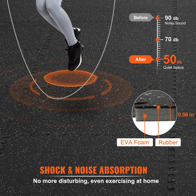 VEVOR 12 ΤΕΜ. Πατάκια γυμναστηρίου πάχους 1/2 ιντσών, 24&quot; x 24&quot; EVA με αφρό και καουτσούκ Top Interlocking workout πατάκια με κάλυψη 48 τ.μ., Αδιάβροχο δάπεδο παζλ γυμναστικής για γυμναστήριο, σπίτι, γκαράζ, υπόγειο