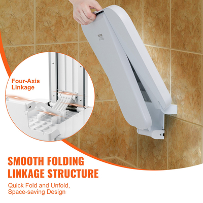 VEVOR Πτυσσόμενο ABS Κάθισμα ντους 15,7&#039;&#039; x 16,7&#039;&#039; Επιτοίχιος πάγκος ντους 440 λίβρες