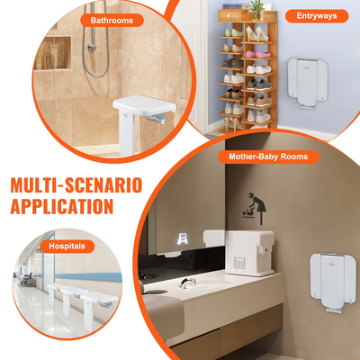 VEVOR Πτυσσόμενο ABS Κάθισμα ντους 15,7&#039;&#039; x 16,7&#039;&#039; Επιτοίχιος πάγκος ντους 440 λίβρες