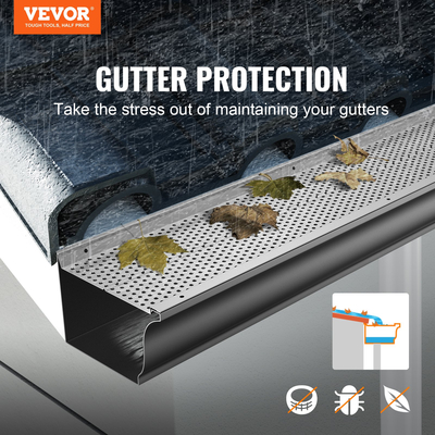 VEVOR Gutter Gutter, πλάτος 152 mm, Φίλτρο αλουμινίου DIY κάλυμμα υδρορροής, 26 ΤΕΜ 264 cm Συνολικό μήκος, διάμετρος οπής 4 mm &amp; 0,5 mm πάχος Raptor Gutter Gutters Ταιριάζει σε κάθε στέγη ή τύπο υδρορροής