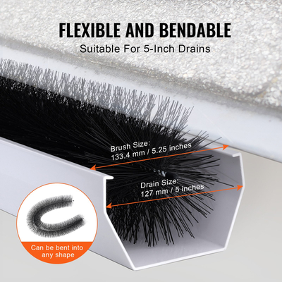 Βούρτσα υδρορροής VEVOR, 60 πόδια Συνολικό μήκος 5,25 ίντσες Εργαλεία καθαρισμού υδρορροής διαμέτρου, Προστατευτικό φύλλου βούρτσας υδρορροής στο έδαφος για υδρορροές 5 ιντσών, Εύκολα καθαρά φύλλα και υπολείμματα οροφής, 20 πακέτο