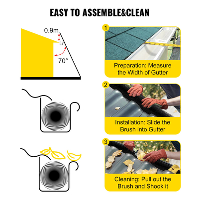 Βούρτσα προστασίας υδρορροής VEVOR με τρίχες μήκους 30 FT, 4,33\&quot; (Dia) βούρτσα υδρορροής Φύλλο προστατευτικό προσαρμογής για υδρορροή 5 ιντσών, βούρτσα υδρορροής από γαλβανισμένο ατσάλινο σύρμα, χωρίς εργαλεία, DIY προστατευτικό φύλλο υδρορροής για αποφυγή συντριμμιών