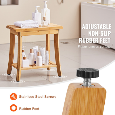 VEVOR πάγκος ντους Bamboo 19,1 x 11,3 x 18,3 σε καρέκλα σκαμπό ντους για μπάνιο