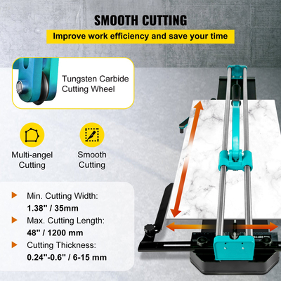 VEVOR 1200MM Tile Cutter, High Precision Manual Ceramic Floor Tiles Tile Cutter, 48 Inch Machine Cutting for Precision Cutting