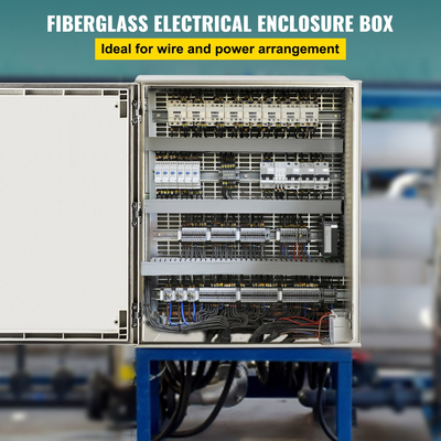 VEVOR NEMA Ατσάλινο περίβλημα, 24 x 20 x 9\&#039;\&#039; NEMA 4X Fiberglass Electrical Box, IP66 Αδιάβροχο &amp; Αδιάβροχο, Ηλεκτρικό κουτί διακλάδωσης εξωτερικού/εσωτερικού χώρου, με πλάκα τοποθέτησης (60 x 50 x 23 cm)