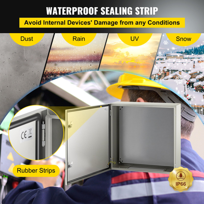 VEVOR NEMA Ατσάλινο περίβλημα, 24 x 24 x 8&#039;&#039; NEMA 4X Steel Electrical Box, IP66 Waterproof &amp; Dustproof, Ηλεκτρικό κουτί σύνδεσης εξωτερικού/εσωτερικού χώρου, με πλάκα τοποθέτησης
