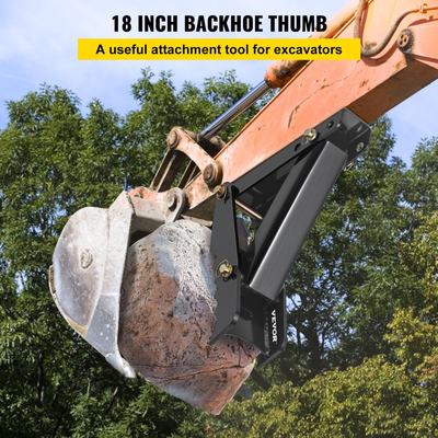VEVOR 18\&quot; Backhoe Thumb, 1/2\&quot; Deeth Thickness Heavy Duty Excavator Thumb, Black Steel Weld On Thumb Attachments with 12mm Bolt-On Design Ρυθμιζόμενος μηχανικός αντίχειρας για εκσκαφέα/εκσκαφέας