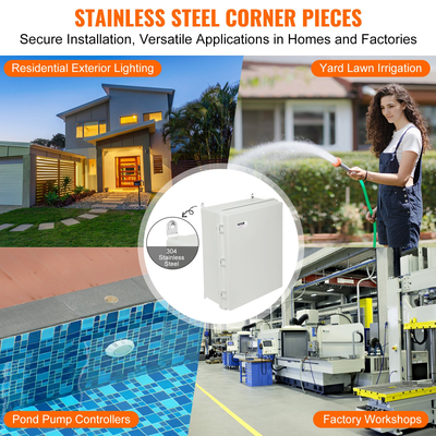 Ηλεκτρικό κουτί διακλάδωσης εξωτερικού χώρου VEVOR, 13,78 x 9,84 x 5,90 ίντσες, Πλαστικό ηλεκτρικό κουτί ABS με μάνδαλο από ανοξείδωτο χάλυβα με αρθρωτό κάλυμμα, αδιάβροχο IP67 στη σκόνη για ηλεκτρικά έργα εξωτερικού χώρου