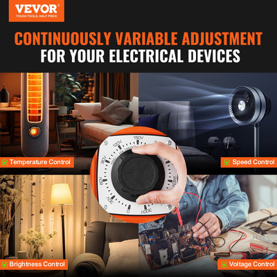 VEVOR 2000VA Variable Voltage Transformer 6.6A 0-300V Voltage Regulator LCD CE