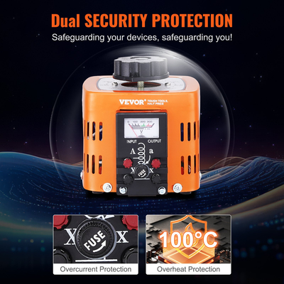 VEVOR 500VA Variable Voltage Transformer 1.7A 0-300V AC Voltage Regulator CE