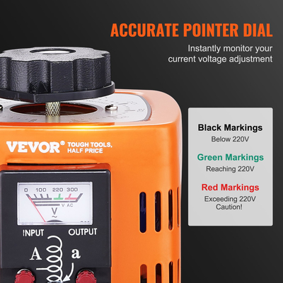 VEVOR 500VA Variable Voltage Transformer 1.7A 0-300V AC Voltage Regulator CE