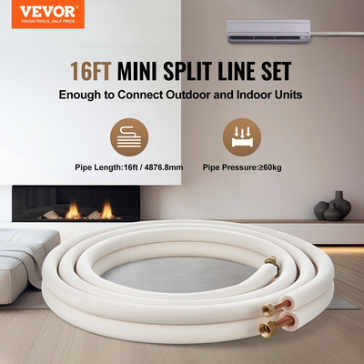 VEVOR Mini Split Line Set 9,5x15,9 x4876,8mm Χάλκινος σωλήνας AC με καλώδιο σύνδεσης