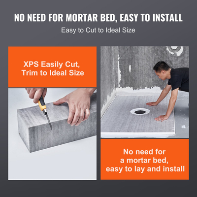 Σετ κρασιού ντους VEVOR, 1219x1524mm Κιτ ντουζιέρας με κεντρική φλάντζα ABS 50,8mm, αδιάβροχη μεμβράνη, σχάρα από ανοξείδωτο χάλυβα και στεγανωτικό αρμών, μπαστούνια ντουζιέρας με κλίση για μπάνιο