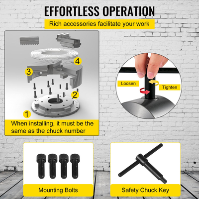 VEVOR K72-125 5 ιντσών τσοκ τόρνου Ανεξάρτητη αναστρέψιμη σιαγόνα 125mm Μεταλλικό τόρνο μηχανήματος Αξεσουάρ για μίνι μεταλλικό μηχάνημα τόρνου Τσοκ τόρνου 4 σιαγόνων