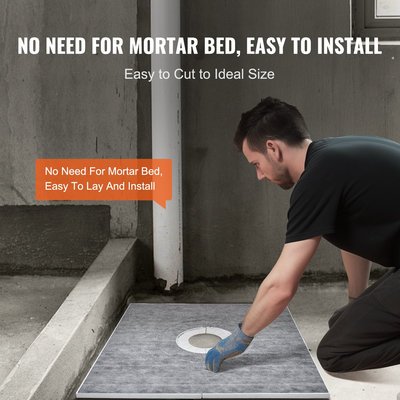 Κιτ ντουζιέρας VEVOR, Κιτ ντουζιέρας 914x914mm με κεντρική αποχέτευση 160mm, Ελαφρύ κιτ εγκατάστασης ντους EPS με 2 αδιάβροχα πανιά, μπαστούνια ντους Slope Sticks Κατάλληλα για μπάνιο