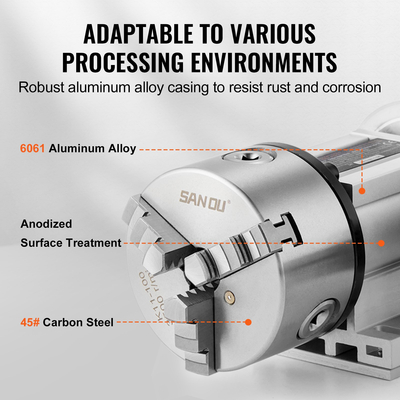 VEVOR Indexing Dividing Head K11-100mm 3-Jaw Chuck Tailstock για φρέζα CNC