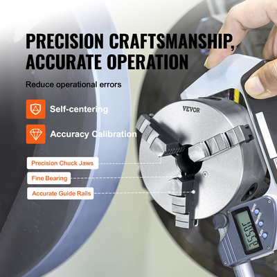 Τσοκ τόρνου VEVOR 3 σιαγόνων, 6&#039;&#039;, αυτοκεντρικό τσοκ τόρνου, 0,14- 6,3 ίντσες/3,5-160 mm Εύρος σύσφιξης με βίδες στερέωσης κλειδιού T, αναστρέψιμες σιαγόνες, για μηχάνημα διάτρησης φρεζαρίσματος κέντρου κατεργασίας τόρνου 3D εκτυπωτή