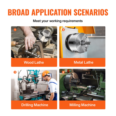 Τσοκ τόρνου VEVOR 3 σιαγόνων, 6&#039;&#039;, αυτοκεντρικό τσοκ τόρνου, 0,14- 6,3 ίντσες/3,5-160 mm Εύρος σύσφιξης με βίδες στερέωσης κλειδιού T, αναστρέψιμες σιαγόνες, για μηχάνημα διάτρησης φρεζαρίσματος κέντρου κατεργασίας τόρνου 3D εκτυπωτή